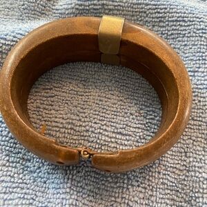 Source Unknown Brown Wooden Bracelet with Silver Accent